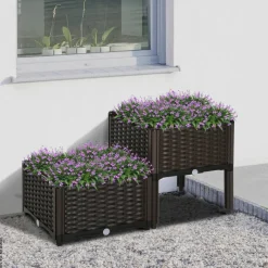 Outsunny Hochbeet dunkelbraun Kunststoff B/H/L: ca. 40x44x40 cm