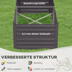 Outsunny Hochbeet dunkelgrau Stahl B/H/L: ca. 90x59x180 cm