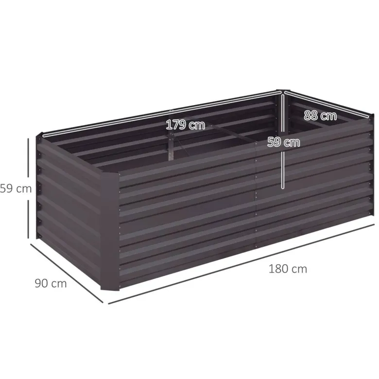 Outsunny Hochbeet dunkelgrau Stahl B/H/L: ca. 90x59x180 cm
