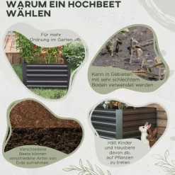 Outsunny Hochbeet dunkelgrau Stahl B/H/L: ca. 90x59x180 cm