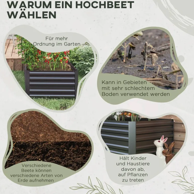 Outsunny Hochbeet dunkelgrau Stahl B/H/L: ca. 90x59x180 cm