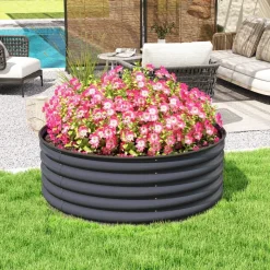 Outsunny Hochbeet dunkelgrau Stahl B/H/L: ca. 120x43x120 cm