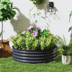 Outsunny Hochbeet dunkelgrau Stahl B/H/L: ca. 120x43x120 cm