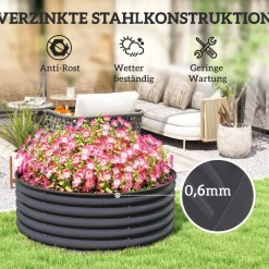Outsunny Hochbeet dunkelgrau Stahl B/H/L: ca. 120x43x120 cm
