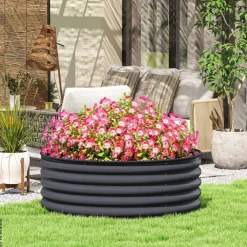 Outsunny Hochbeet dunkelgrau Stahl B/H/L: ca. 120x43x120 cm