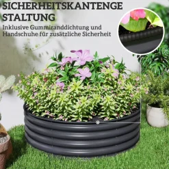 Outsunny Hochbeet dunkelgrau Stahl B/H/L: ca. 120x43x120 cm