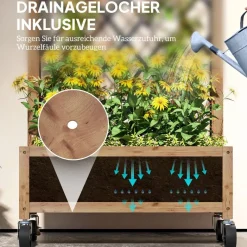 Outsunny Hochbeet 2er Set braun Holz B/H/L: ca. 25x97x52 cm