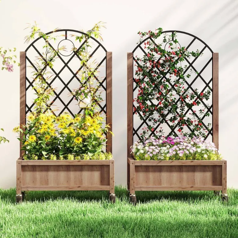 Outsunny Hochbeet 2er Set braun Holz B/H/L: ca. 25x97x52 cm