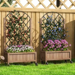 Outsunny Hochbeet 2er Set braun Holz B/H/L: ca. 25x97x52 cm