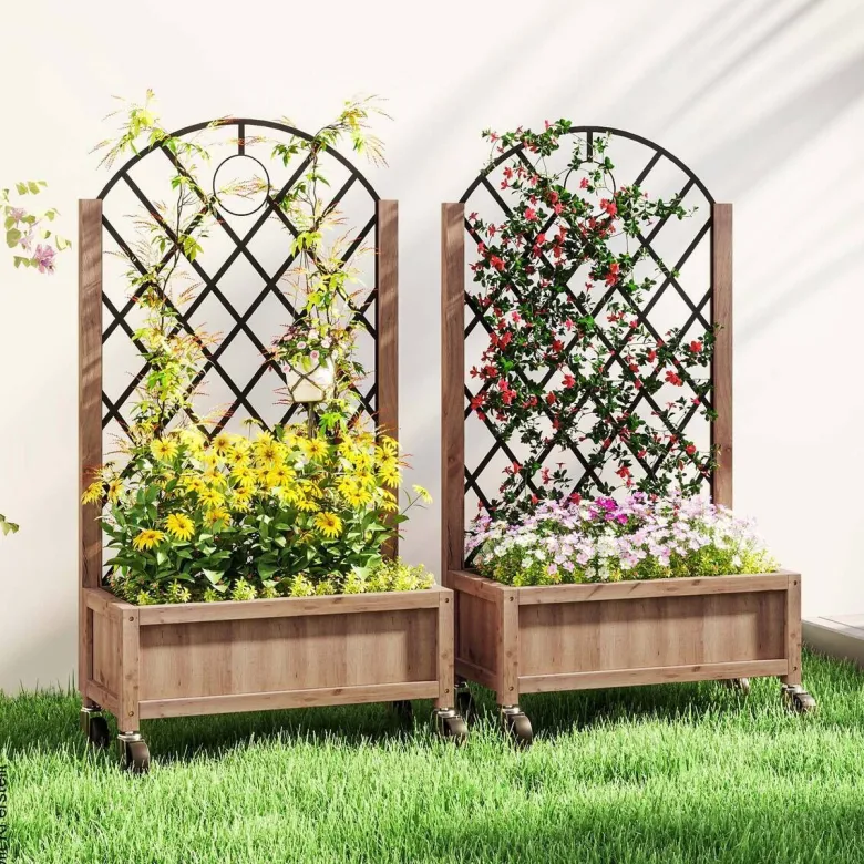 Outsunny Hochbeet 2er Set braun Holz B/H/L: ca. 25x97x52 cm