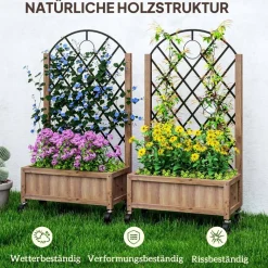 Outsunny Hochbeet 2er Set braun Holz B/H/L: ca. 25x97x52 cm
