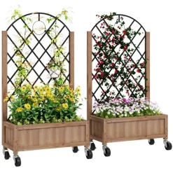 Outsunny Hochbeet 2er Set braun Holz B/H/L: ca. 25x97x52 cm