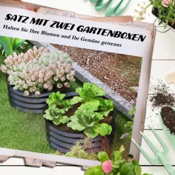 Outsunny Hochbeet 2er Set dunkelgrau Stahl B/H/L: ca. 60x30x60 cm