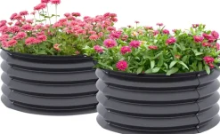 Outsunny Hochbeet 2er Set dunkelgrau Stahl B/H/L: ca. 60x30x60 cm