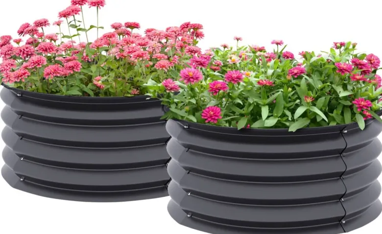 Outsunny Hochbeet 2er Set dunkelgrau Stahl B/H/L: ca. 60x30x60 cm