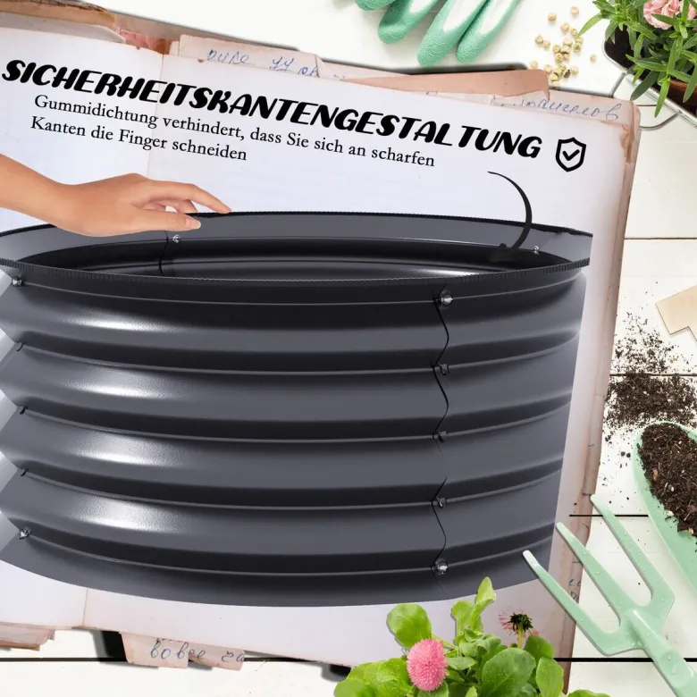 Outsunny Hochbeet 2er Set dunkelgrau Stahl B/H/L: ca. 60x30x60 cm