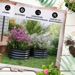 Outsunny Hochbeet 2er Set dunkelgrau Stahl B/H/L: ca. 60x30x60 cm