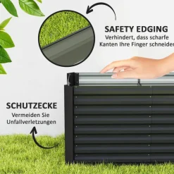 Outsunny Hochbeet 2er Set dunkelgrau Stahl B/H/L: ca. 60x60x120 cm