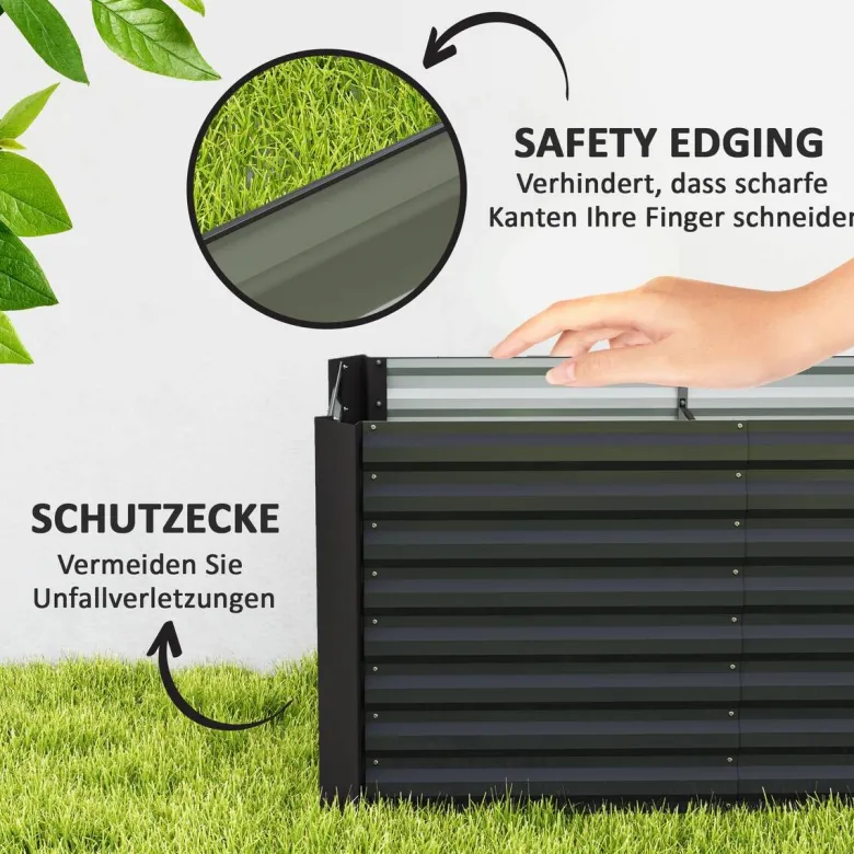 Outsunny Hochbeet 2er Set dunkelgrau Stahl B/H/L: ca. 60x60x120 cm