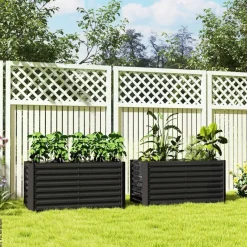 Outsunny Hochbeet 2er Set dunkelgrau Stahl B/H/L: ca. 60x60x120 cm