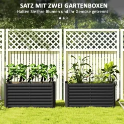Outsunny Hochbeet 2er Set dunkelgrau Stahl B/H/L: ca. 60x60x120 cm