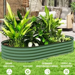Outsunny Hochbeet 2er Set grün Stahl B/H/L: ca. 93x30x181 cm