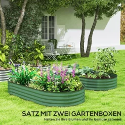 Outsunny Hochbeet 2er Set grün Stahl B/H/L: ca. 93x30x181 cm