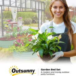Outsunny Hochbeet 2er Set grün Stahl B/H/L: ca. 93x30x181 cm