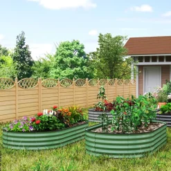 Outsunny Hochbeet 2er Set grün Stahl B/H/L: ca. 93x30x181 cm
