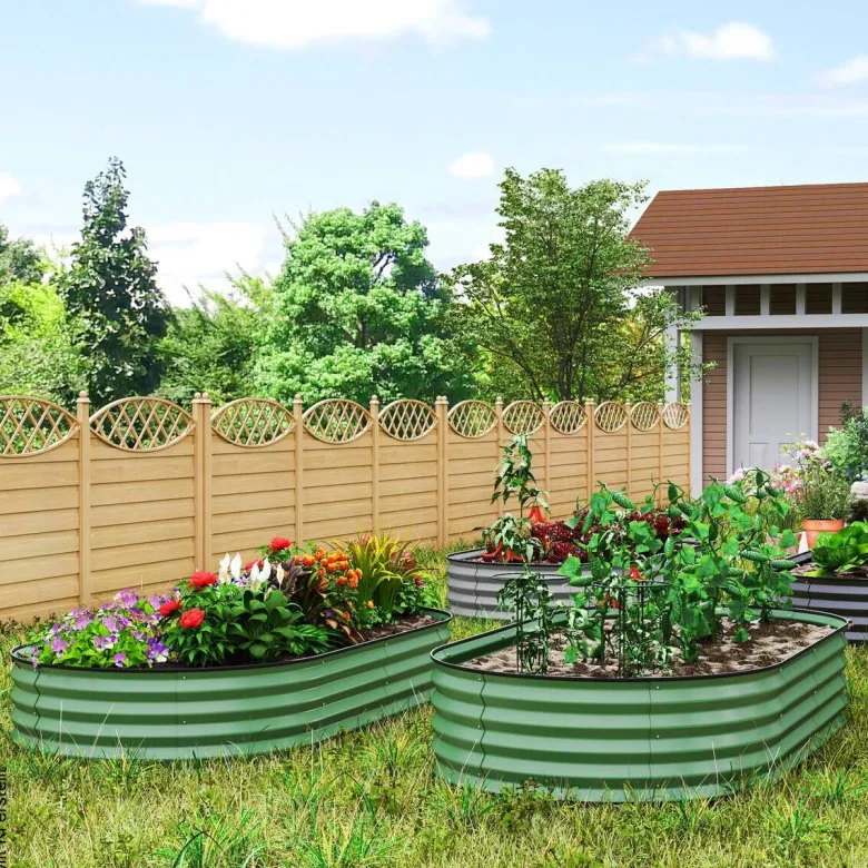 Outsunny Hochbeet 2er Set grün Stahl B/H/L: ca. 93x30x181 cm