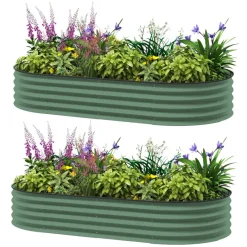 Outsunny Hochbeet 2er Set grün Stahl B/H/L: ca. 93x30x181 cm