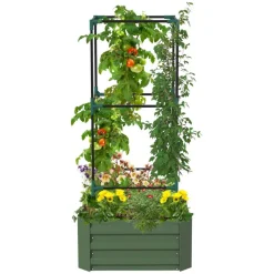 Outsunny Hochbeet grün Edelstahl B/H/L: ca. 61x61x140 cm