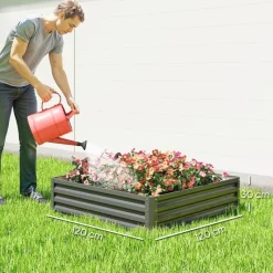 Outsunny Hochbeet hellgrau B/H/L: ca. 120x30x120 cm