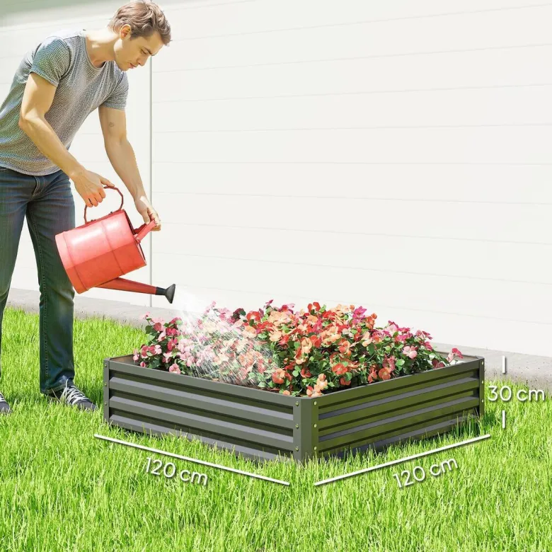 Outsunny Hochbeet hellgrau B/H/L: ca. 120x30x120 cm