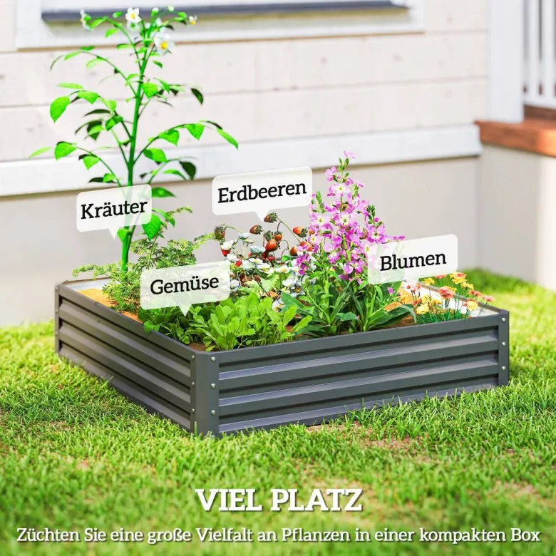 Outsunny Hochbeet hellgrau B/H/L: ca. 120x30x120 cm