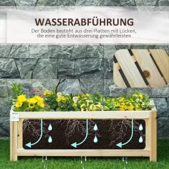 Outsunny Hochbeet natur B/H/L: ca. 30x25x70 cm