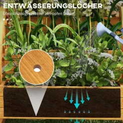 Outsunny Hochbeet natur Edelstahl B/H/L: ca. 62x61x57 cm