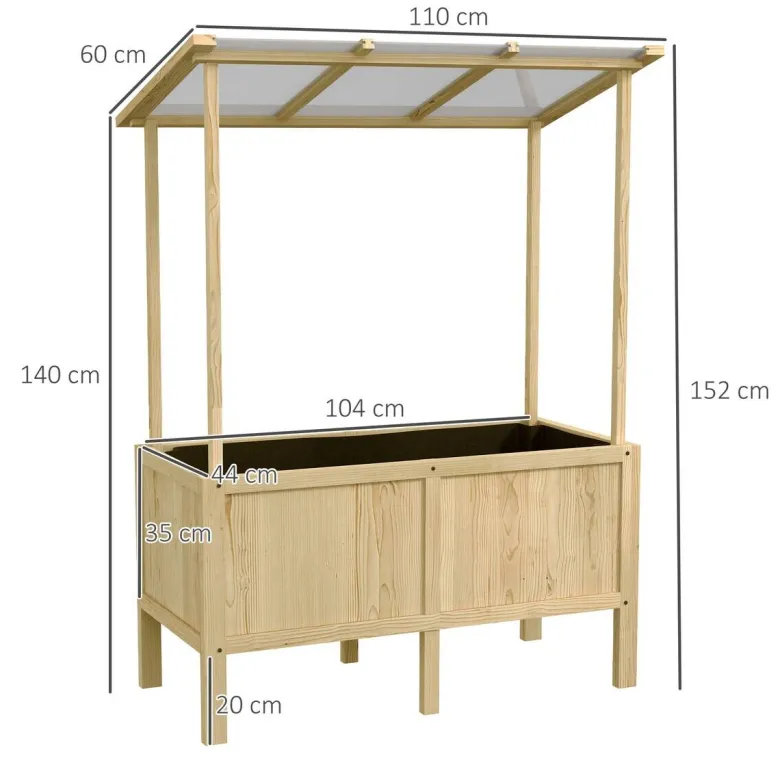 Outsunny Hochbeet natur Edelstahl B/H/L: ca. 60x110x152 cm