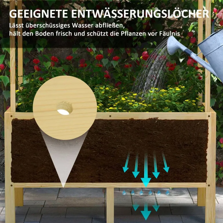 Outsunny Hochbeet natur Edelstahl B/H/L: ca. 60x110x152 cm