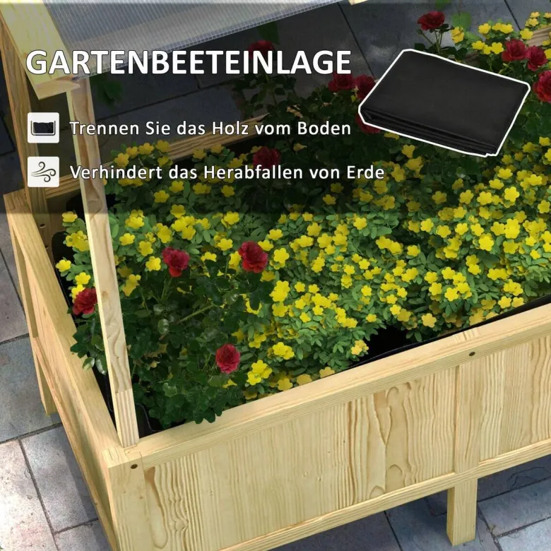 Outsunny Hochbeet natur Edelstahl B/H/L: ca. 60x110x152 cm