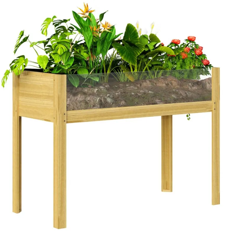 Outsunny Hochbeet natur Holz B/H/L: ca. 50x80x110 cm
