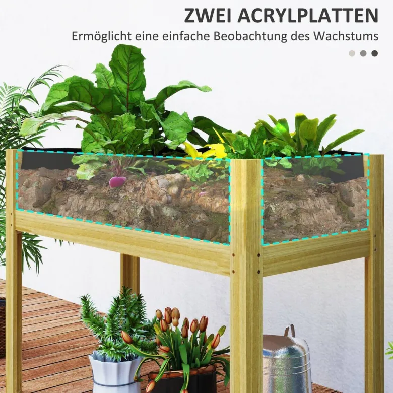 Outsunny Hochbeet natur Holz B/H/L: ca. 50x80x110 cm