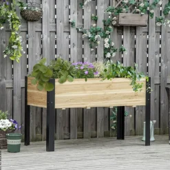 Outsunny Hochbeet schwarz Stahl B/H/L: ca. 60x74x120 cm