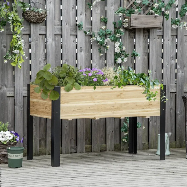 Outsunny Hochbeet schwarz Stahl B/H/L: ca. 60x74x120 cm