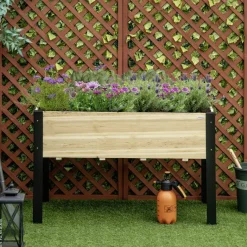 Outsunny Hochbeet schwarz Stahl B/H/L: ca. 60x74x120 cm