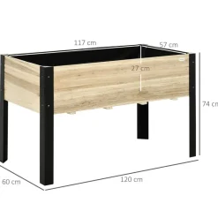 Outsunny Hochbeet schwarz Stahl B/H/L: ca. 60x74x120 cm