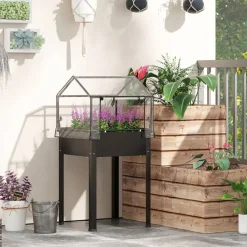 Outsunny Hochbeet schwarz Stahl B/H/L: ca. 60x120x60 cm