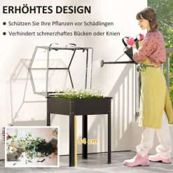 Outsunny Hochbeet schwarz Stahl B/H/L: ca. 60x120x60 cm