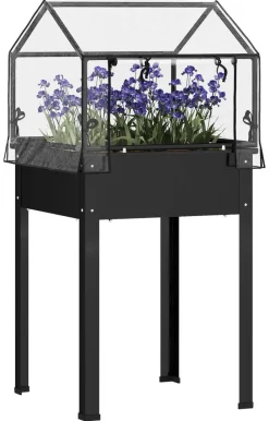 Outsunny Hochbeet schwarz Stahl B/H/L: ca. 60x120x60 cm