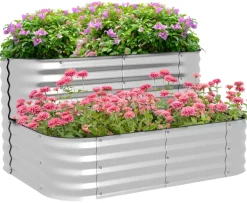 Outsunny Hochbeet silber Metall B/H/L: ca. 90x30x120 cm